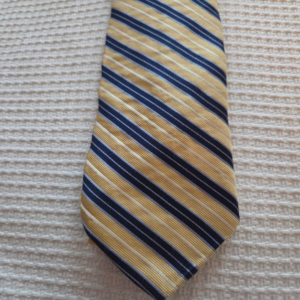 Men's Nautica Gold Navy Blue Striped Tie One Size